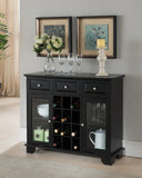 Alan Black Wood Contemporary Wine Rack Breakfront Sideboard Display Console Table With Glass Storage  Doors & Drawers - Pilaster Designs