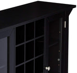 Jesse Bar Cabinet, Black Wood & Glass