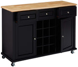 Rowan Bar Cabinet, Black & Natural Wood
