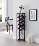 Windy Wine Rack Tower, Pewter Metal & Tempered Glass