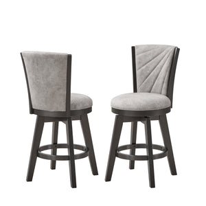 Charest Counter Height Swivel Stools, Silver Polyester & Metallic Gray Wood (Set of 2)
