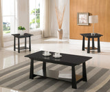 Sally 3 Piece Coffee Table Set, Black Wood