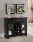 Alan Black Wood Contemporary Wine Rack Breakfront Sideboard Display Console Table With Glass Storage  Doors & Drawers - Pilaster Designs