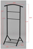 Black Metal Coat Suit Valet Stand Organizer Rack With Storage Shelf - Pilaster Designs
