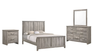 Fiedler 4 Piece Bedroom Set, Queen, Gray Wood