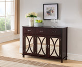 Luke Espresso Wood Contemporary Sideboard Buffet Server Console Table With Storage Drawers & Mirrored Cabinet Doors - Pilaster Designs