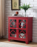 Roman Accent Cabinet, Red Wood & Glass