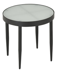 Madeleine End Table Black Metal & Frosted Tempered Glass