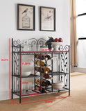 Calvin Black Metal Transitional Wine Rack Organizer Display Stand With Storage Shelves & Cup Holders - Pilaster Designs