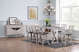 Figaro 10 Piece Counter Height Dining Set, Wash Gray Wood
