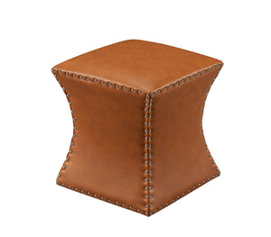 Rylen Ottoman, Brown Faux Leather