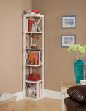 Espresso or White Wood 5 Tier Corner Wall Bookcase Storage Shelves Display Stand Cabinet Organizer - Pilaster Designs