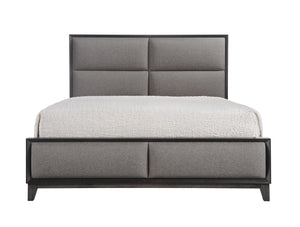 Consuelo Upholstered Panel Bed, King, Gray Wood
