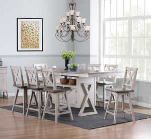 Figaro 9 Piece Counter Height Dining Set, Wash Gray Wood