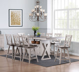 Figaro 9 Piece Counter Height Dining Set, Wash Gray Wood