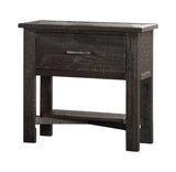 Madison Charcoal or Natural Wood Rustic Kids Bedroom Nightstand Table With Storage Drawer (KD) - Pilaster Designs