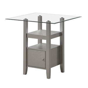 Luder Counter Height Dining Table, Champagne Wood & Tempered Glass