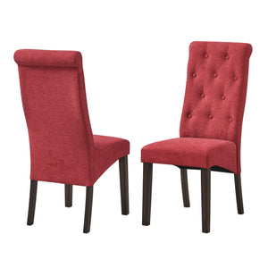 Huxley Dining Chairs, Red Fabric & Black Wood