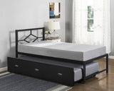 Archer 39" Twin Size Metal Drawer Style Roll Out Trundle Bed Frame For Daybed (Black, White) (Optional Mattress) - Pilaster Designs